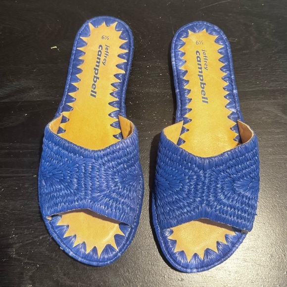 Jeffrey Campbell Woven Raffia Dane Slide Sandals - Picture 2 of 5